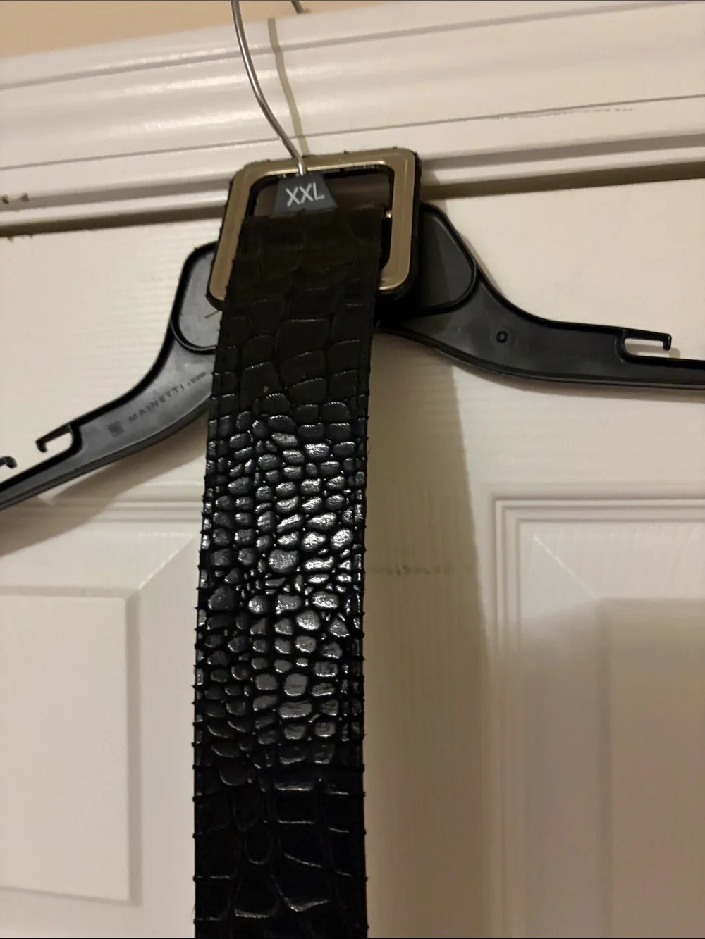 Black Croc-Embossed Faux Belt